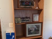 Oak Bookshelf and Pictures