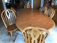 Dining Table with 6 Matching Chairs.  Table opens to 14'.