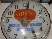 32 - APEX ADVERTISING TELECHRON CLOCK, CRACKED FACE, LOOSE GLASS & BEZEL