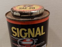 37 - SIGNAL OUTBOARD MOTOR OIL TIN WITH CAP LID