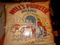108 - WILL'S PIONEER SEEDS PILLOW (BELIEVED TO HAVE BEEN MADE FROM A SEED SACK)