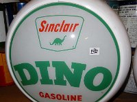 146 - SINCLAIR DINO GASOLINE GLOBE, PLASTIC FRAME, 13.5" LENS
