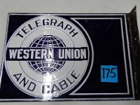 175 - WESTERN UNION TELEGRAPH AND CABLE FLANGE SIGN, DSP, 11" X 16"