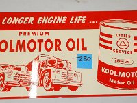 230 - CITIES SERVICE KOOLMOTOR OIL FLANGE SIGN, 12" X 24, HIGH QUALITY MOTERN SIGN