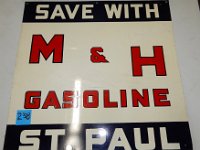 238 - M & H GASOLINE SST SIGN, 24" X 24"