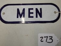 273 - MEN PORCELAIN SIGN, 3" X 9" (SORRY, NO PLACE FOR A WOMAN)