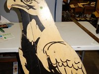 282 -WHITE EAGLE WOODEN SIGN, SINGLE SIDED, MISSING SMALL PIECE NEAR FOOT, 22" X 46"