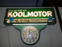301 - CITIES SERVICE KOOLMOTOR LIGHTED CLOCK - THERE'S NOT MANY THINGS THAT GET ME TO SAY "HOLY CRAP" BUT THAT'S DEFINITELY ONE OF THEM!  HOWEVER THIS MAY BE A REFURBISHED PIECE.