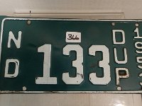 366 - 1953 "DUP" ND LICENSE PLATE - OFF CENTER