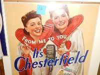 416 - CHESTERFIELD CIGARETTES PAPER SIGN, 21" X 22"
