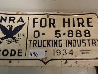 496 - NRA FOR HIRE TRUCKING INDUSTRY LICENSE PLATE