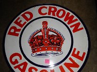 504 - RED CROWN GASOLINE SSP SIGN, 42" DIAMETER, HAS BEEN TOUCHED UP