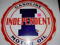525 - INDEPENDENT GASOLINE/MOTOR OIL DSP SIGN, 29" DIAMETER