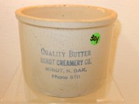 301 - 5# BUTTER CROCK WITH "MINOT CREAMERY" ADVERTISING