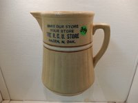 349 - RED WING SAFFRONWARE PITCHER WITH HAZEN, ND ADVERTISING