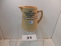31 - RED WING SAFFRON WARE PITCHER WITH NORTHWOOD, ND ADVERTISING