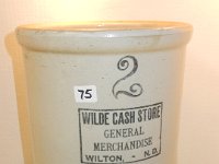 75 - RED WING 2 GALLON CROCK WITH WILDE CASH STORE, WILTON, ND ADVERTISING
