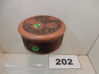 202 - UND COVERED CARVED FLORAL TRINKET BOX BY RUTH SCHNELL