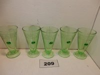 209 - 5 GREEN DEPRESSION PARFAIT GLASSES