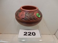220 - UND PRAIRIE ROSE VASE, SIGNED M. CABLE, 111A