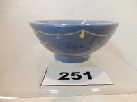 251 - WPA BLUE BOWL WITH SCRAFFITO DECORATION
