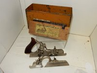83) STANLEY #45 COMBINATION PLANE W/ CUTTERS AND METAL BOX (MISSING COVER)