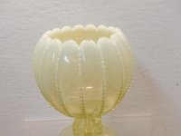 318 - OPALESCENT VASELINE GLASS VASE