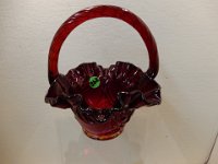 362 - RUBY GLASS BASKET