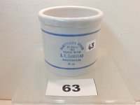 63 - RED WING BEATER JAR WITH  SANSTEAD, BERTHOLD, ND ADVERTISING