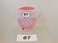 87 - CRANBERRY OPALESCENT HOBNAIL PITCHER