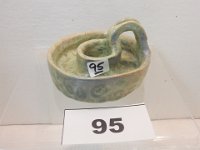 95 - UND CANDLEHOLDER SIGNED B. (BYRON?) DORGAN - I HOPE HE DIDN'T GET A PASSING GRADE FOR THIS PIECE!