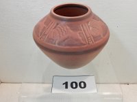 100 - UND BISON DECORATED BOWL, SIGNED MARGARET CABLE