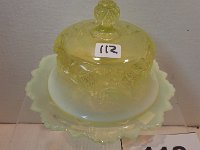 112 - VASELINE GLASS COVERED BUTTER DISH