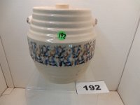 192 - RED WOMG SPONGEWARE COOKIE JAR WITH COVER