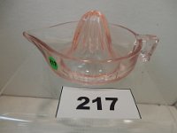 217 - SUNKIST PINK DEPRESSION GLASS REAMER