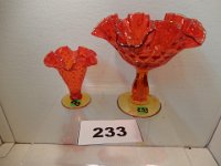 233 - PAIR OF AMBERINA VASES