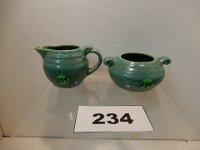 234 - DICKOTA GREEN CABLEWARE SUGAR AND CREAMER